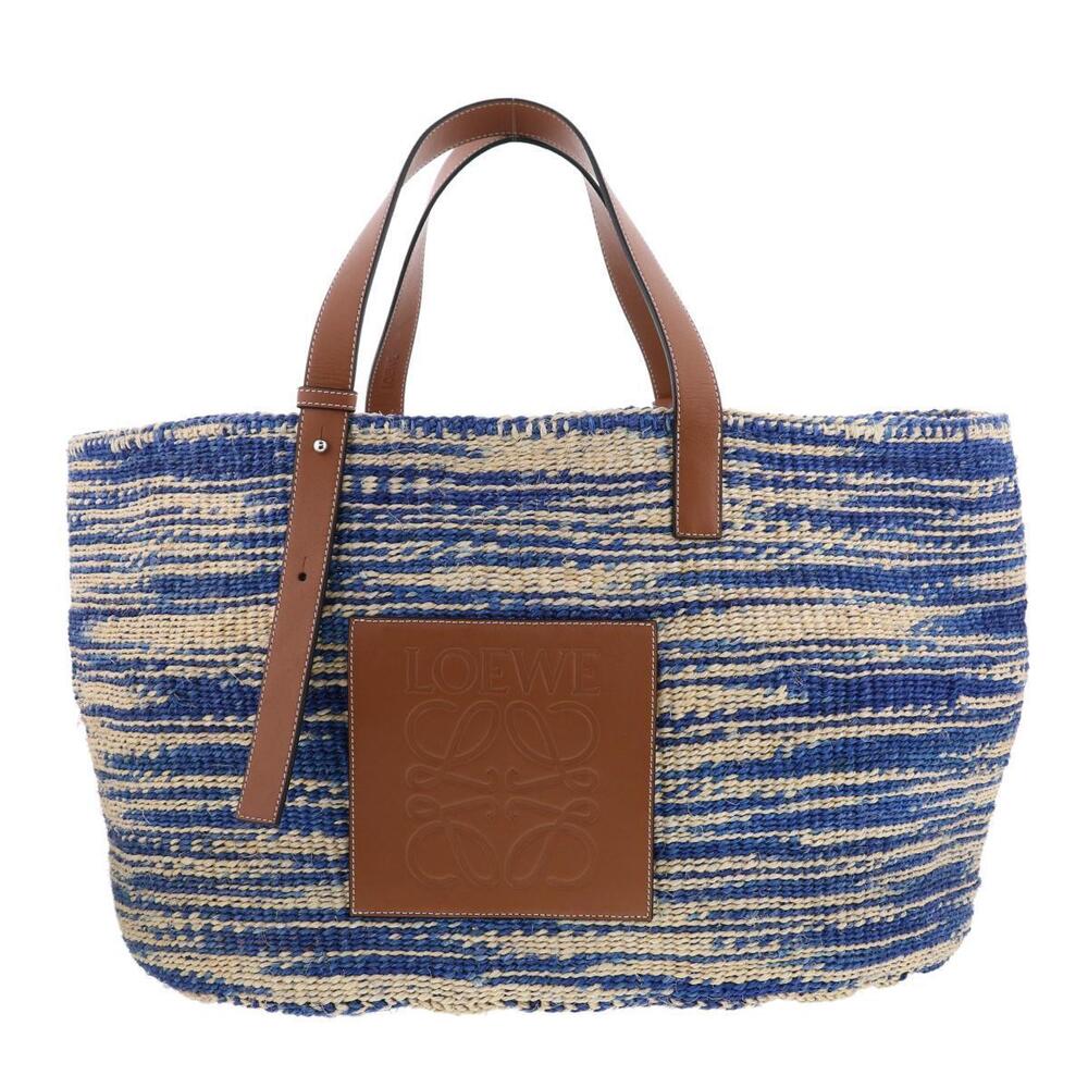 LOEWE Sisal Basket Bag Tote Raffia Blue